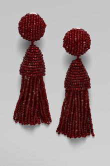 Oscar de la Renta Short Beaded Tassel Earrings - Lyst
