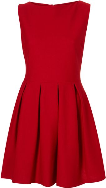 Topshop Structured Sleeveless Skater Dress - Lyst