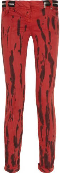 Balmain Inkstained Lowrise Skinny Jeans in Black (red) - Lyst