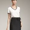 Giorgio Armani Contrast Trim Blouse in White (blush) - Lyst