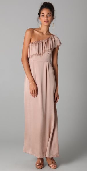 Rebecca Taylor Eyelash One Shoulder Gown in Pink (nude) - Lyst