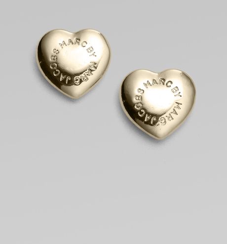 Marc By Marc Jacobs Heart Logo Stud Earrings in Gold - Lyst
