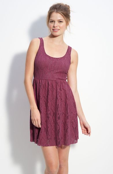 Soprano Crochet Lace Tank Dress (juniors) in Purple (tea rose) Soprano Crochet Lace Tank Dress (juniors) in Purple (tea rose)