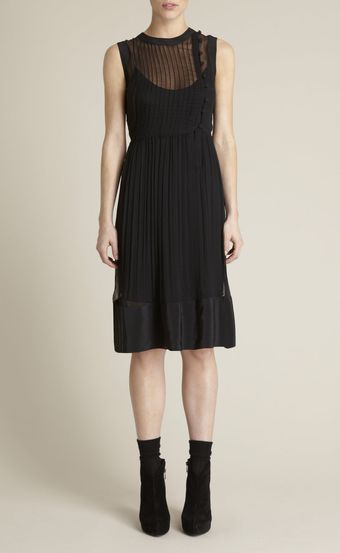 Adam Lippes Asymmetrical Chiffon Dress - Lyst
