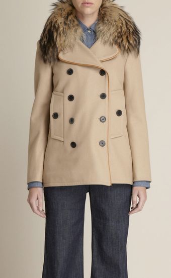  Cashmere Felt Peacoat with Fur Collar 