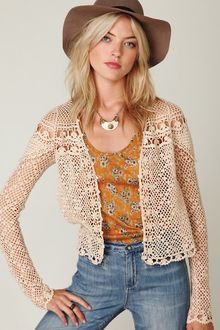 Free People Fp New Romantics Crochet Cardigan - Lyst