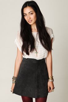 Free People Suede Circle Skirt - Lyst