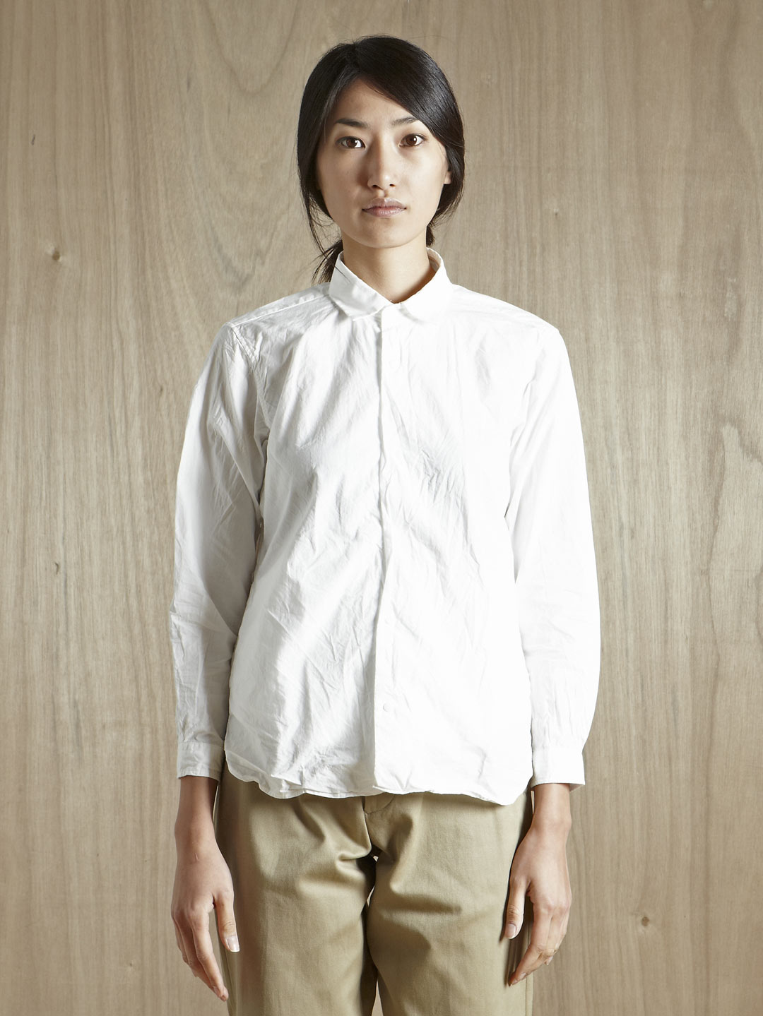 Yaeca Yaeca Womens Fitted Cotton Press Stud Shirt in White Lyst
