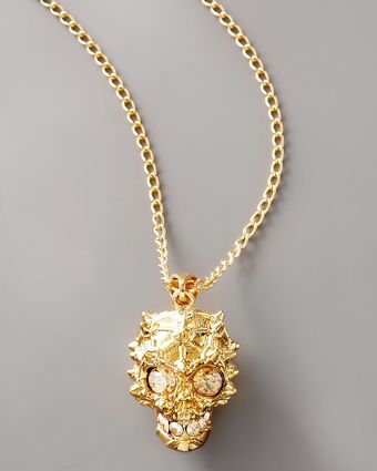Alexander McQueen Studded Skull Pendant Necklace - Lyst