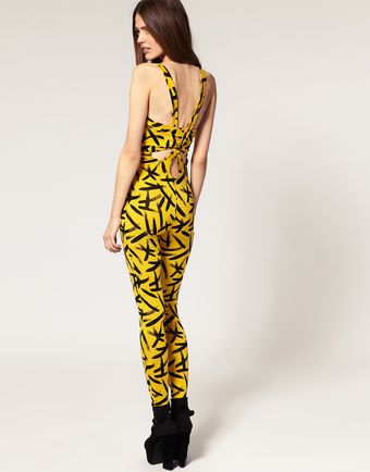 ASOS Collection Asos Unitard in Brush Stroke Print - Lyst