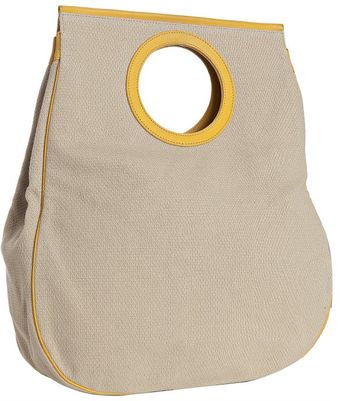 Natural Canvas and Yellow Leather Edition Ottoman Dupionne Tote 