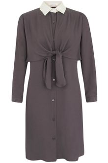 Carven Taupe Tie-front Silk Dress - Lyst