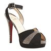 Christian Louboutin Black Canvas and Lizard Skin Double Moc 140 Ankle Wrap Heels in Black - Lyst