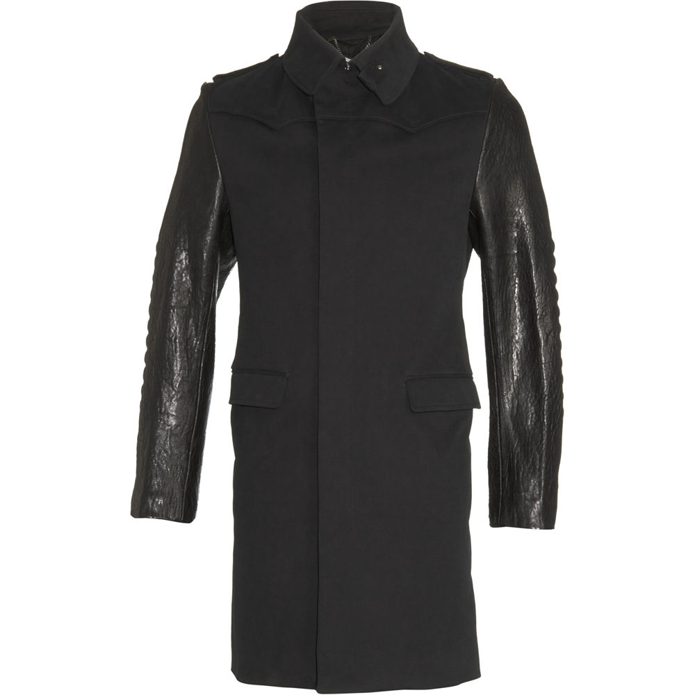 Costume National Leather Sleeve Trench Coat in Black for Men Lyst