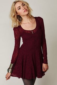Free People Floral Lace Fit and Flare Dress - Lyst