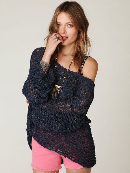 Free People Tape Yarn Beach Sweater in Blue (washed blue) - Lyst