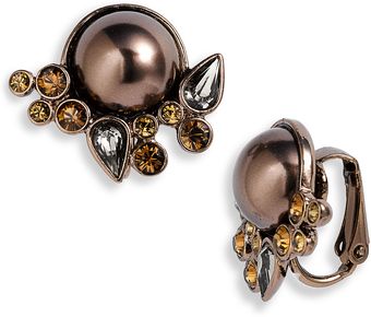 Givenchy Salt Glass Pearl Button Clip Earrings - Lyst