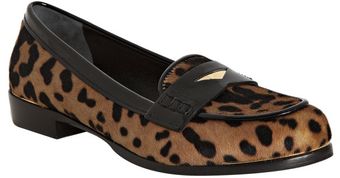 Miu Miu Tan and Black Leopard Print Pony Hair Loafers - Lyst