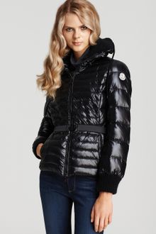 Moncler Belted Down Jacket with Knit Detail - Lyst