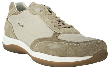 Prada Sport Hemp Nylon Suede Trim Sneakers in Beige for Men - Lyst
