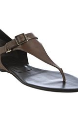 Roger Vivier Brown Leather T-strap Thong Sandals