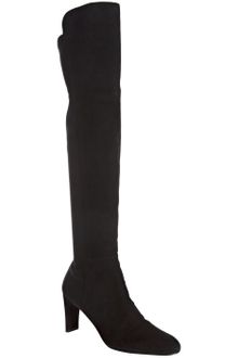 Stuart Weitzman Black Suede Stretch Back Knee-high Boots - Lyst