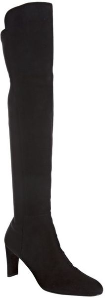 Stuart Weitzman Black Suede Stretch Back Kneehigh Boots in Black - Lyst