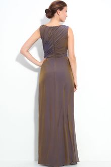 Tadashi Shoji Jeweled Iridescent Chiffon Gown - Lyst