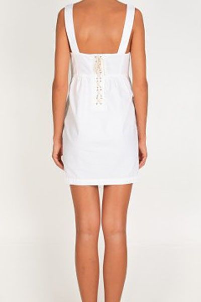 Tibi Paper Denim Tank Dress in White - Lyst