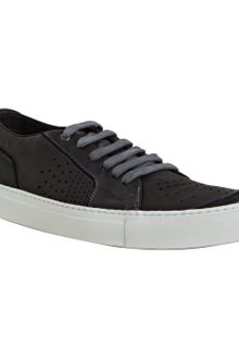 Yves Saint Laurent Navy Blue Leather Perforated Detail Sneakers - Lyst