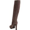 Yves Saint Laurent Taupe Suede Kneehigh Heeled Boots in Brown (taupe) - Lyst
