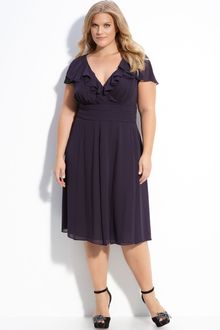 Adrianna Papell Ruffle Chiffon Dress - Lyst
