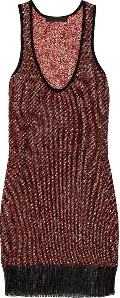  Woven Bouclé and Mesh Dress 