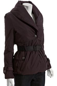 Andrew Marc Plum Shawl Collar Short Belted Down Coat - Lyst