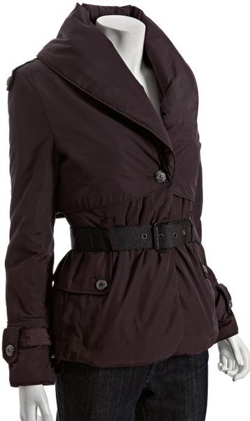 Andrew Marc Plum Shawl Collar Short Belted Down Coat in Purple (plum) - Lyst
