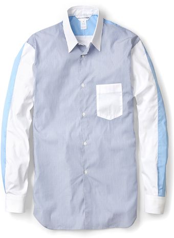 Comme Des Garçons Blue Contrast Sleeve Stripe Shirt - Lyst