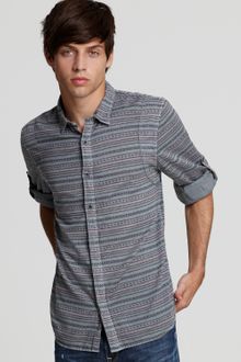 Converse Black Canvas Fairisle Slim Fit Sport Shirt - Lyst