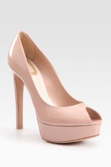 Dior Miss Patent Leather Peep Toe Pumps - Lyst