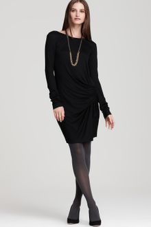 DKNY Long Sleeve Jersey Dress with Side Drape - Lyst