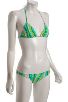 Dolce & Gabbana Green Bead Print Triangle Halter Bikini - Lyst