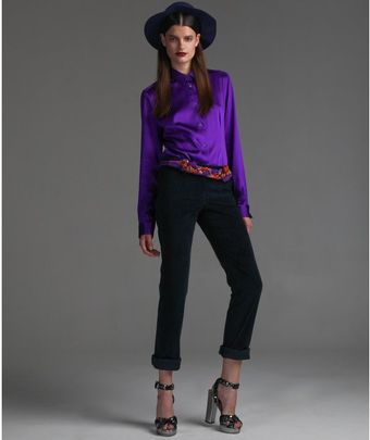 Dolce & Gabbana Navy Stretch Cotton Corduroy Straight Leg Pants - Lyst