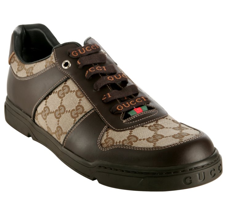 Gucci Brown Leather Gg Canvas Sneakers in Brown for Men Lyst