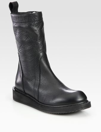Rick Owens Pebbled Leather Mid-calf Boots - Lyst
