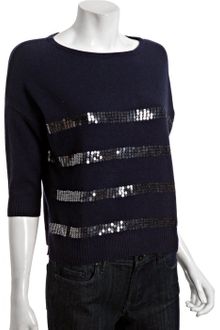 Autumn Cashmere Peacoat Sequin Stripe Cashmere Boat Neck Sweater - Lyst