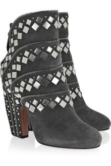 Alaïa Studded Suede Ankle Boots - Lyst