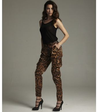 Dolce & Gabbana Leopard Print Pleated Cargo Pocket Skinny Pants - Lyst