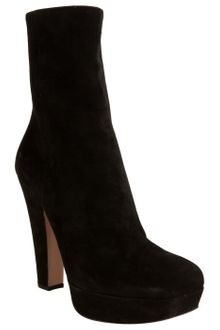 Prada Black Suede Platform Ankle Boots - Lyst