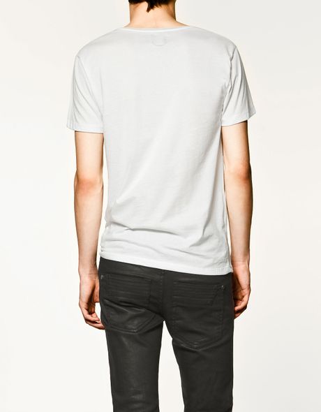 Zara V-neck T-shirt in White for Men