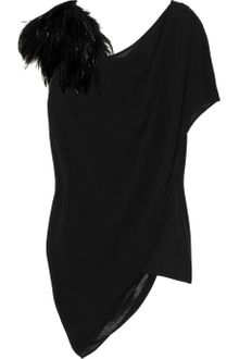 Helmut Lang Feather-embellished Draped Top - Lyst