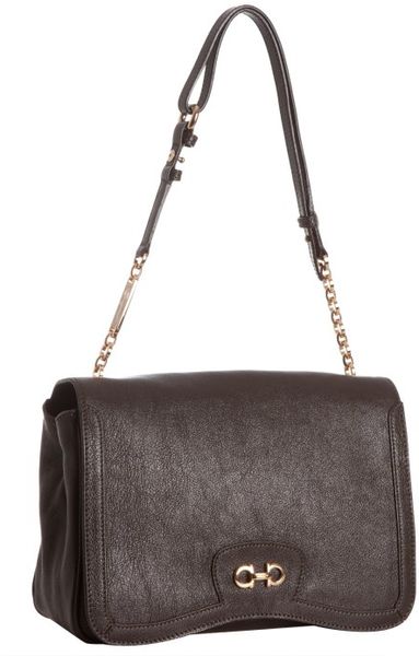 Ferragamo Chocolate Buffalo Leather Classic Shoulder Bag in Brown (chocolate) - Lyst